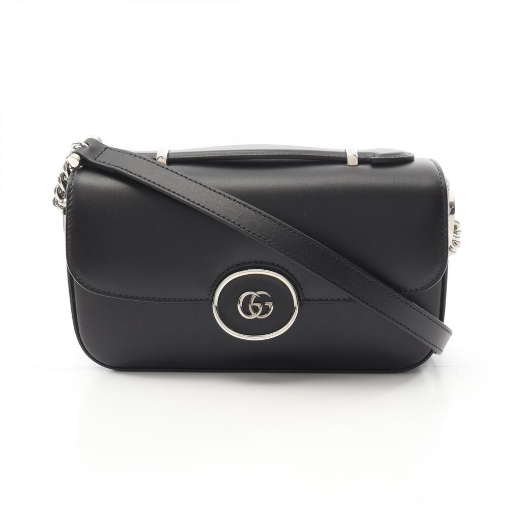Gucci Double GG Shoulder Bag Leather Black